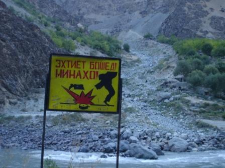 Landmine Warnings Along the Tajik Border. Photo Credit: Travel Stack